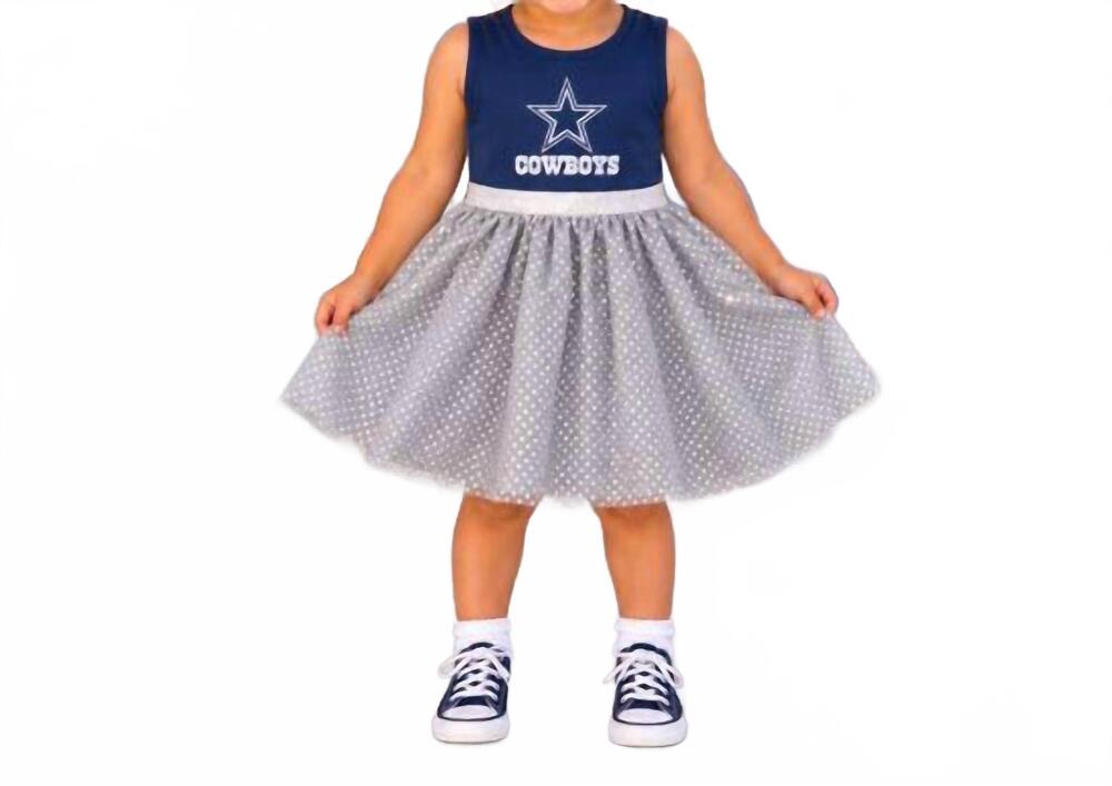 NEW KIDSCHARM girls dallas cowboys shimmer dress in blue
